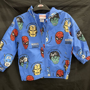 Marvel Heroes Kids Zipper Hooded Rain Jacket AUS Size 3