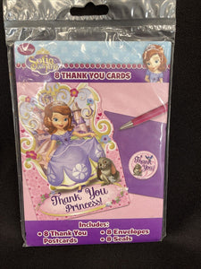 Disney Sofia The First Birthday Thank You Cards Set of 8