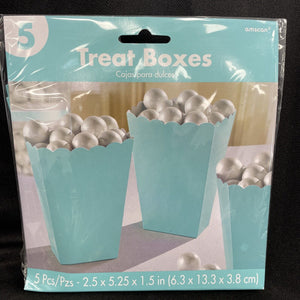 Amscan Paper Popcorn/Treat Boxes; 5.25"H x 2.5"Wx1.5" Robin Blue 5 Per Pack