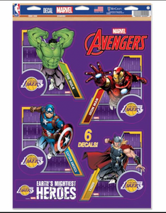 Los Angeles Lakers  /  MARVEL Multi-Use 6 Piece Decals 11" x 17"