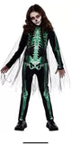 Glow Reaper Grim Skeleton Girl Suit Child Costume Size Med 8-10
