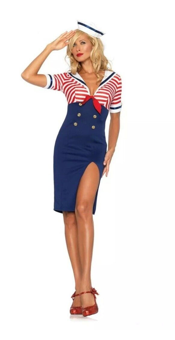 LEG AVENUE DECKHAND DIVA SAILOR ADULT HALLOWEEN COSTUME WOMEN'S SIZE M/L