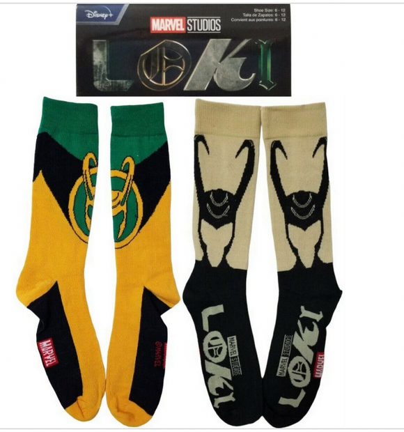 Marvel Studios Disney+ LOKI  Novelty Adult Socks (Shoe Size 6-12) 2 Pairs