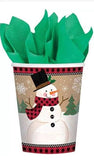 Winter Wonder Snowman Classic Christmas Holiday Party 9 oz. Paper Cups