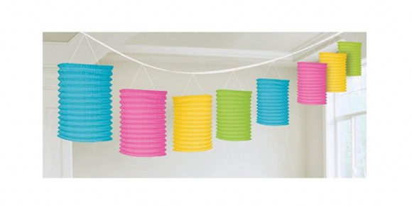 Multi Colored Paper Lantern Garland Party Hanging Decorations ~ 12ft Long