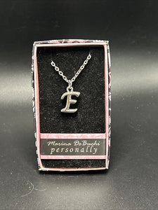 Marina DeBuchi "E" Necklace Silver Plated 15 +3 extender NEW