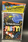 Graduation Fill-In Party Invitations & Envelopes Pack of 8