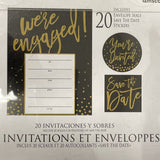 We're Engaged Invitations Party Supplies with Seals and Stiickers 20 Per Package