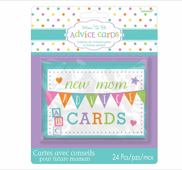 Baby Shower ADVICE CARDS For “Mom To Be”. 24 Cards