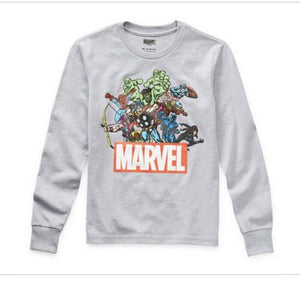 Kids Crew Neck Marvel Long Sleeve Graphic T-Shirt, M(7/8) , Gray