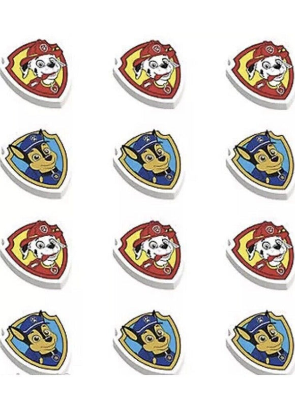 PAW PATROL ERASERS (12) ~ Birthday Party Favors Chase