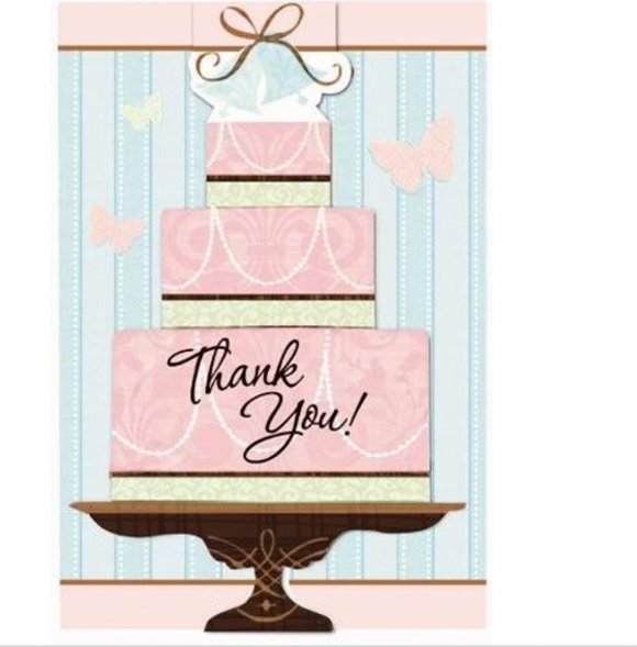 Blushing Bride Cake Bridal Shower Pink Wedding Party Bulk Thank You Notes Cards