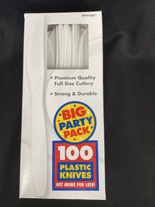 Plastic Knives - Frosty White Big Party Pack 100 Ct