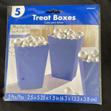 Bright Royal Blue Party Popcorn Treat Boxes Small 5Pk Birthday 2.5x5.25x1.5”