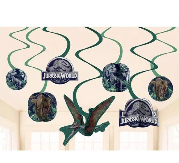 Jurassic World Into the Wild Dinosaur Birthday Party Hanging Swirl Decorations