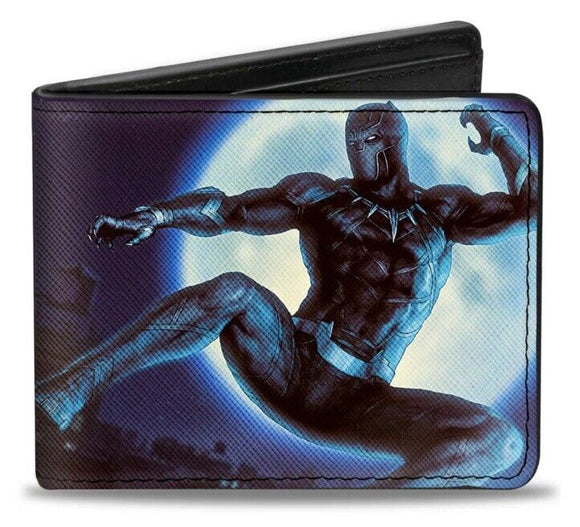 Black Panther Action Pose Moon Blues Bifold Wallet Buckle Down