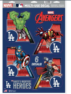 Los Angeles Dodgers  /  MARVEL Multi-Use 6 Piece Decals 11" x 17"