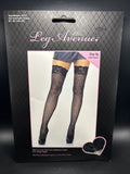 Leg Avenue Stay Up Lace Top Lurex Shimmer Cable Net Thigh Highs Black OS 9322