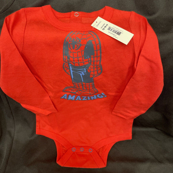 Marvel Joe Fresh Spiderman Long Sleeve Bodysuit Size 12-18 Mo