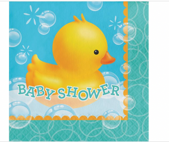 Baby Shower Duck “ Bubble Bath” Luncheon Napkins 16Ct