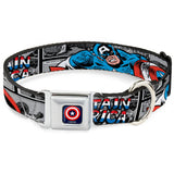 Captain America Shield Navy Seatbelt Buckle Collar - WCA046
