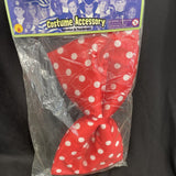 JUMBO CLOWN RED POLKA DOT 15" BOW TIE HALLOWEEN COSTUME DRESS ACCESSORY BB43RD