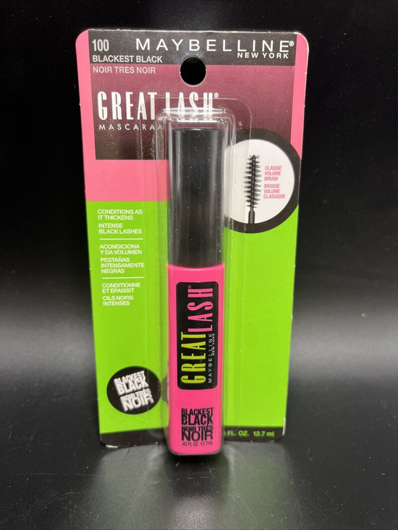 Maybelline Great Lash Washable Mascara 100 BLACKEST BLACK  0.43 fl oz