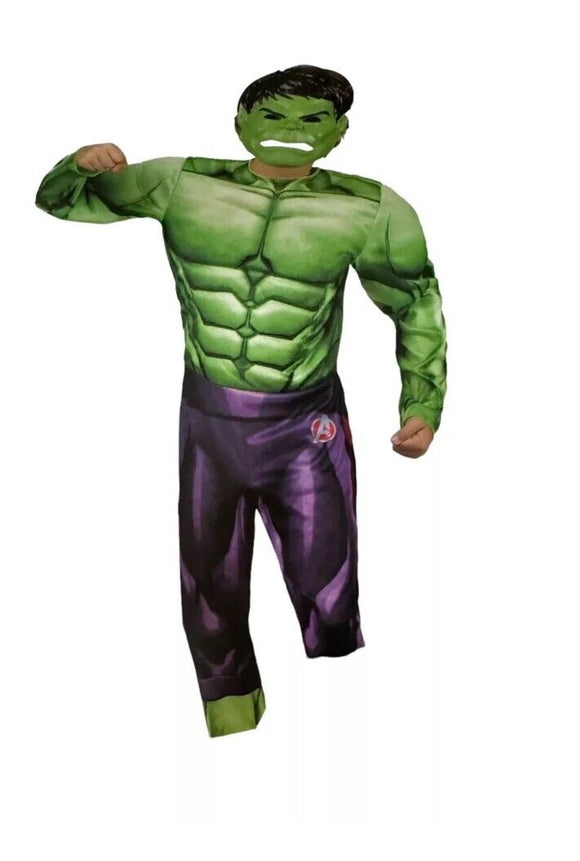 Avengers Hulk Child Costume Muscle Chest Padded Jumpsuit Plastic Mask Large