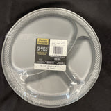 Silver Plastic Divided Dinner Plates 10.25 in. - Pack of 20