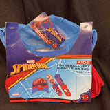 Spiderman Kids Adjustable Mesh Hat & 4 Pairs Of Ankle Socks Sz 7-9