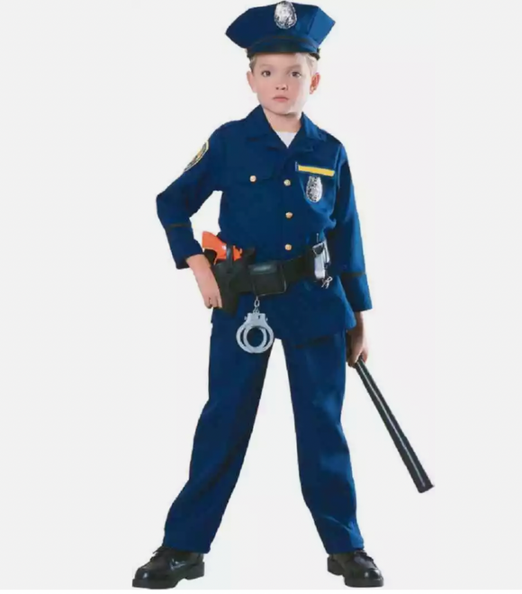 Police Officer Cop Blue Uniform Career Day  Halloween Child Costume Medium 8-10