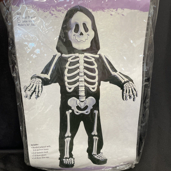 Skele-Bones Toddler Costume Size S 3T-4T