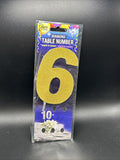 Diamond Glitter Table Number Cake Topper  4" - Gold "6"