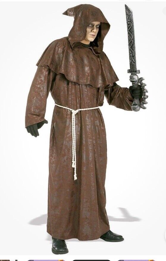 Mad Monk Hooded Robe Grim Reaper Brown Ghoul Costume Standard Size Fits Up To 44