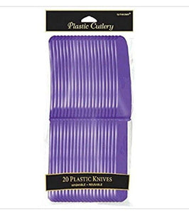 Amscan 20 Ct  Plastic Premium Knives, 9.2 X 4, Purple