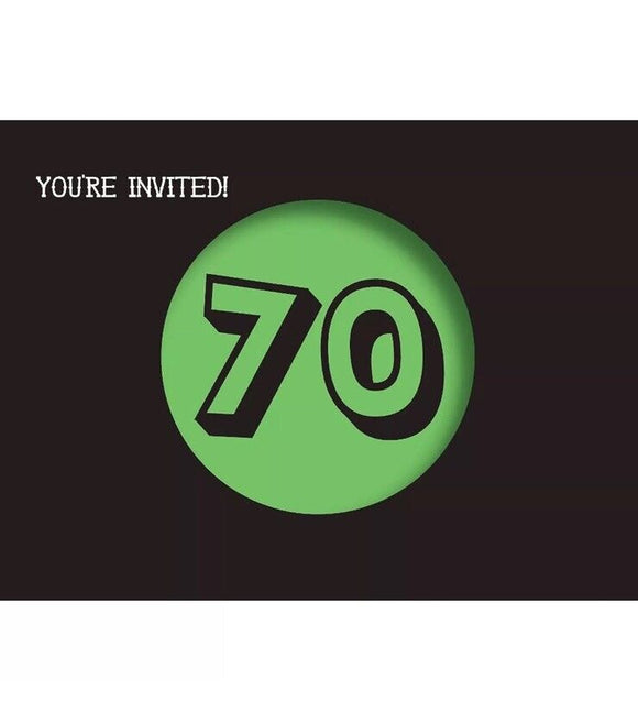 Holy Bleep You're 70 Black Over the Hill Adult 70th Birthday Party Invitations