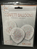 3 12” Confetti Clear Latex Balloons Confetti - Rose Gold/White/Light Pink