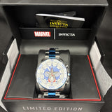 INVICTA 33394 MARVEL CAPT AMERICA Men's 48mm Silver/Blue/Red Brclt 5/40001