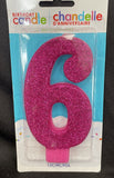 Amscan Pink Glitter Birthday Candle Number 6