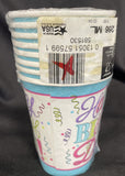 Sweet Party Bright Colors Modern Adult Happy Birthday Party 9 oz. Paper Cups