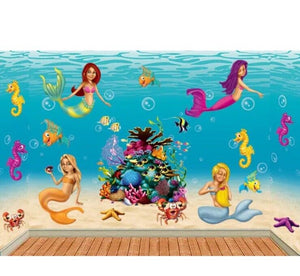 UNDER THE SEA Ocean Tropical Luau Party Decoration MERMAID Mermaids Wall PROPS