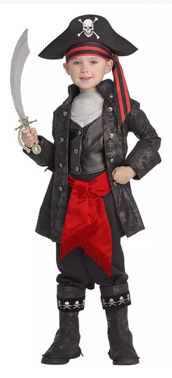 CAPTAIN BLACK PIRATE CHILD TODDLER BOYS Size 2-4 HALLOWEEN COSTUME
