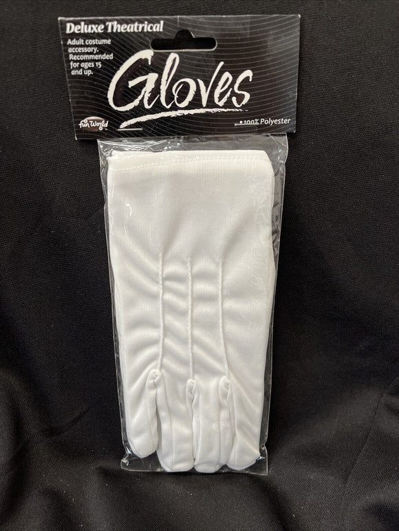 Adult White Gloves Deluxe Unisex Wrist Snap Halloween Christmas Formal