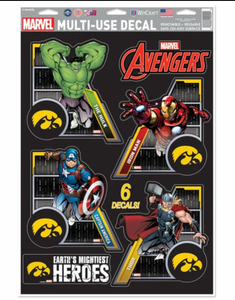 Iowa Hawkeyes  /  MARVEL Multi-Use 6 Piece Decals 11" x 17"