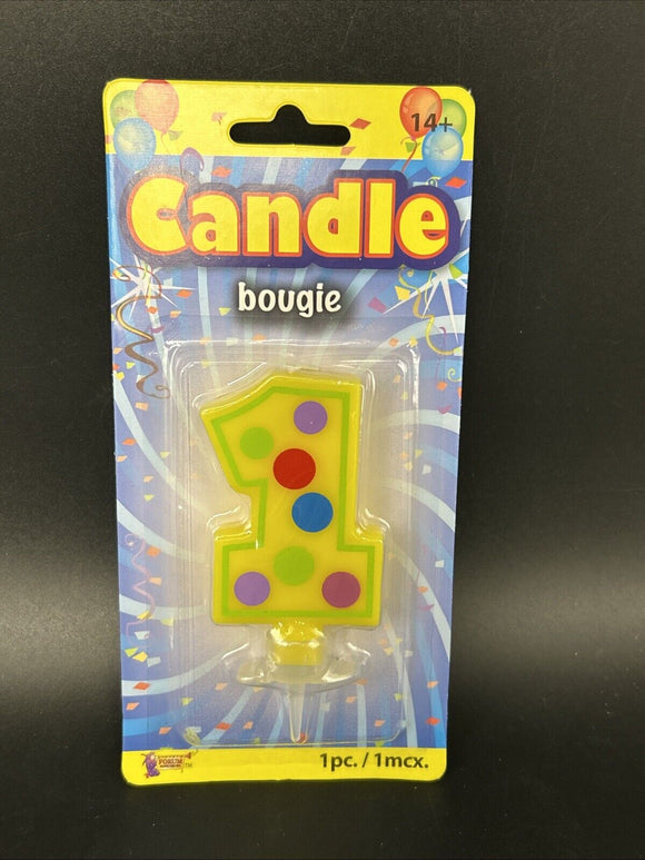 Festive Number 1 Candle Yellow Forum Novelties 2.5