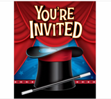 Magic Party Gatefold Invitations 8 Pack w/Envelopes 4.5" x 4.5" Paper Invites