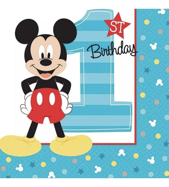 Mickey Mouse Fun To Be One Disney Kids 1st Birthday Party 16 Beverage Napkins