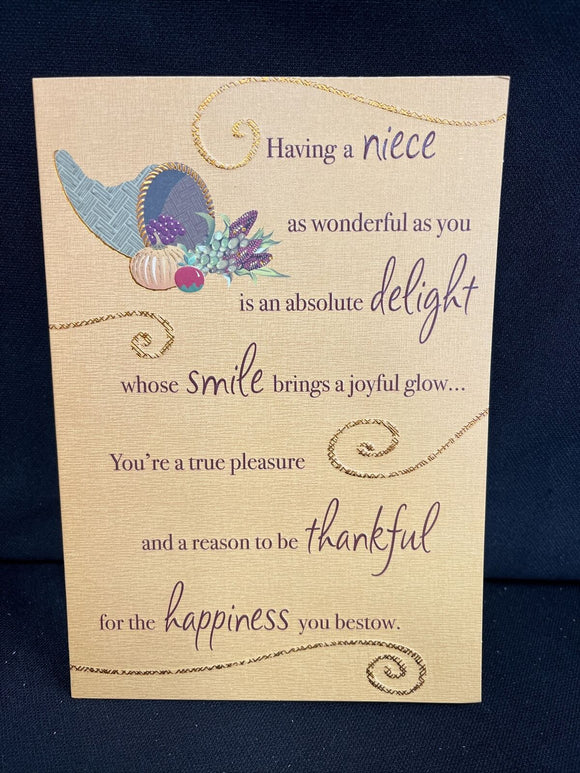 Happy Thanksgiving Niece Greeting Card w/Envelope