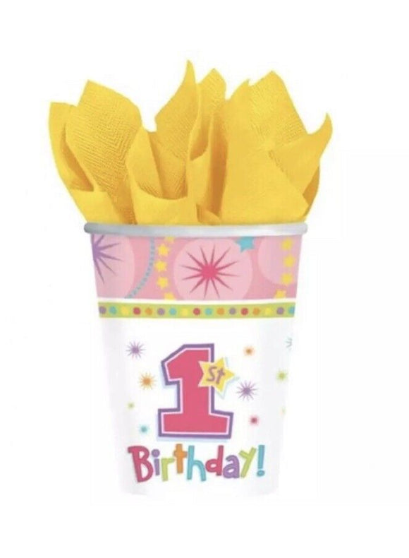 One-derful Girl Bright Stars Kids 1st First Birthday Party 9 oz. Paper Cups