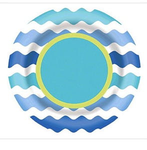 Amscan Party Perfect Cool Ocean Waves Small Plate, Blue/Green, 0.4 x 6.8"